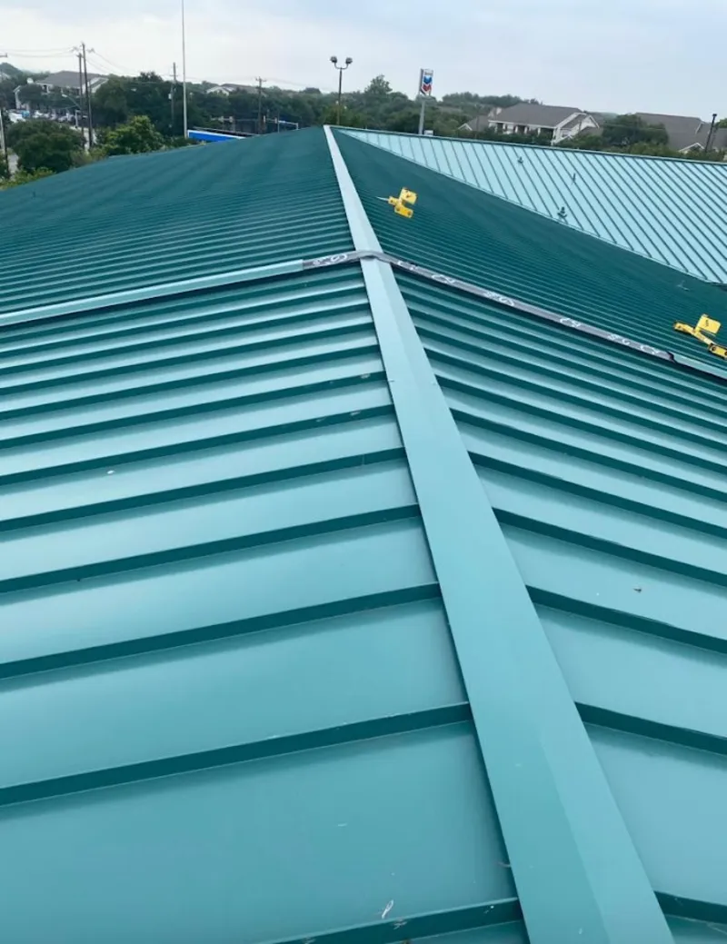 Green commercial metal roof ridge and valley for Metal Roof Repair in Perkiomen